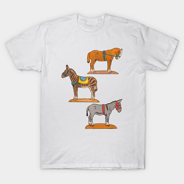 Zebra Donkey and Horse T-Shirt by Marccelus